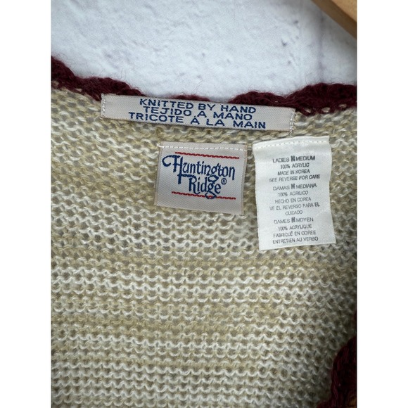 Vintage 90's Huntington Ridge Hand  Knit Vest Womens M  Grandmacore Cottagecore - Picture 2 of 8